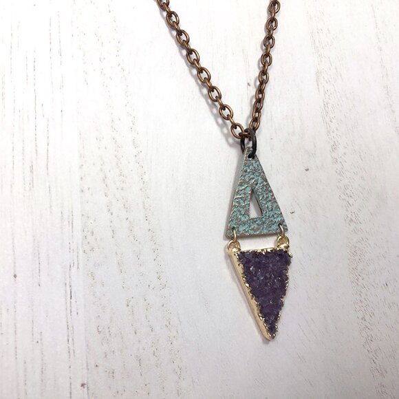 DRUZY Stone and Gold Plated Necklace - Picture 4 of 5